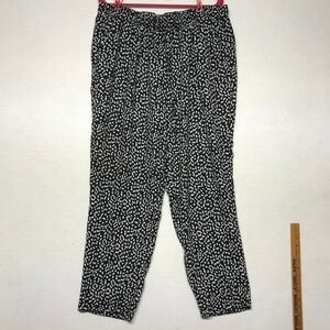Zac & Rachel Woman Blk White Dot Print Elastic Waist Tapered Pants Plus Size 2X